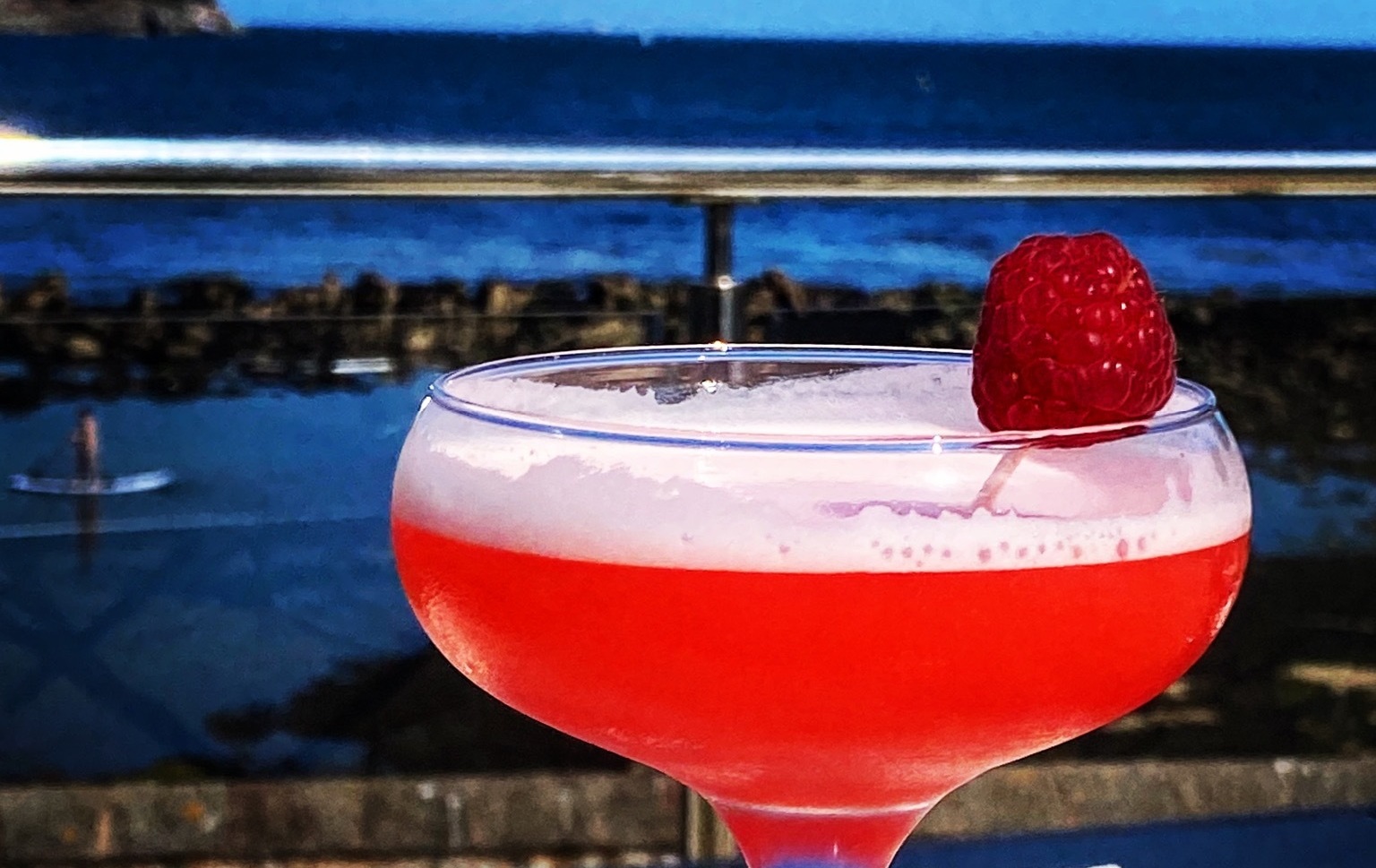 Cocktail on the sun terrace overlooking the sea