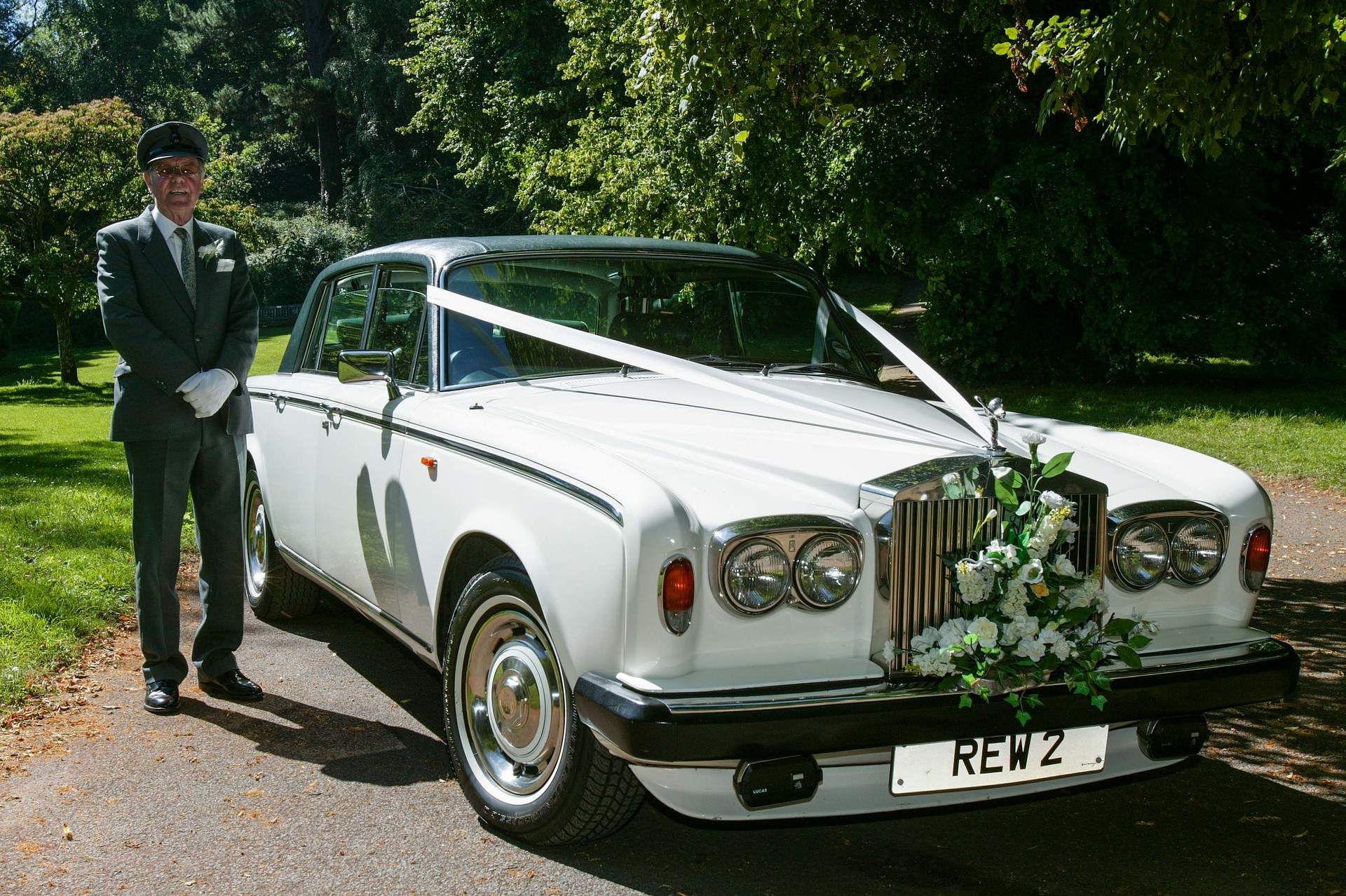 White Rolls-Royce wedding car