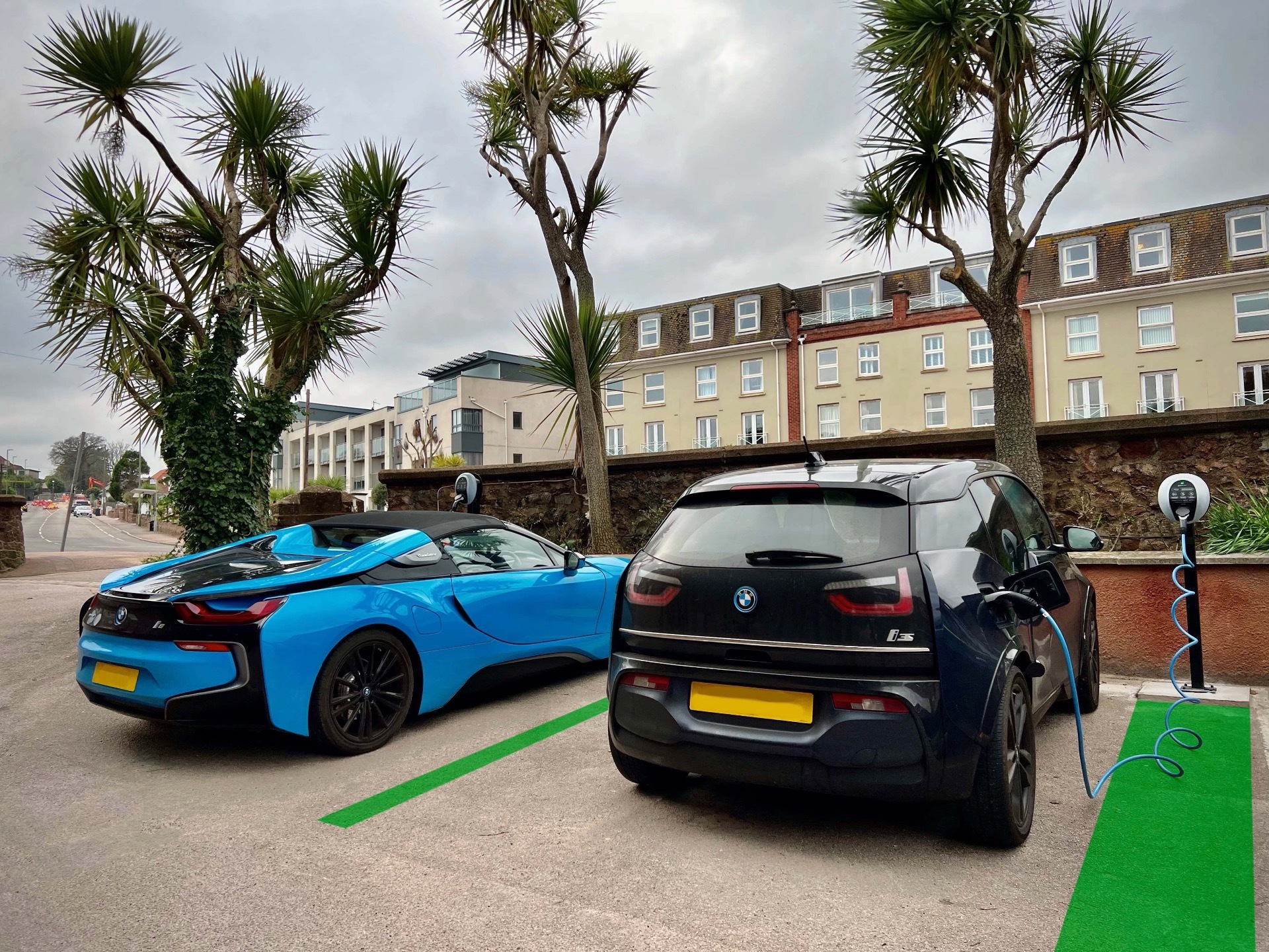 Electric car charging at the Livermead Cliff Hotel in Torquay